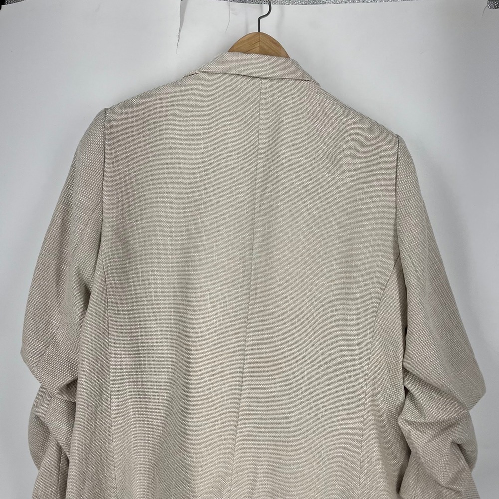 Esqualo Womens summer nubby sand colored ruched 3/4 Sleeve Blazer Size 12 - Picture 4 of 14